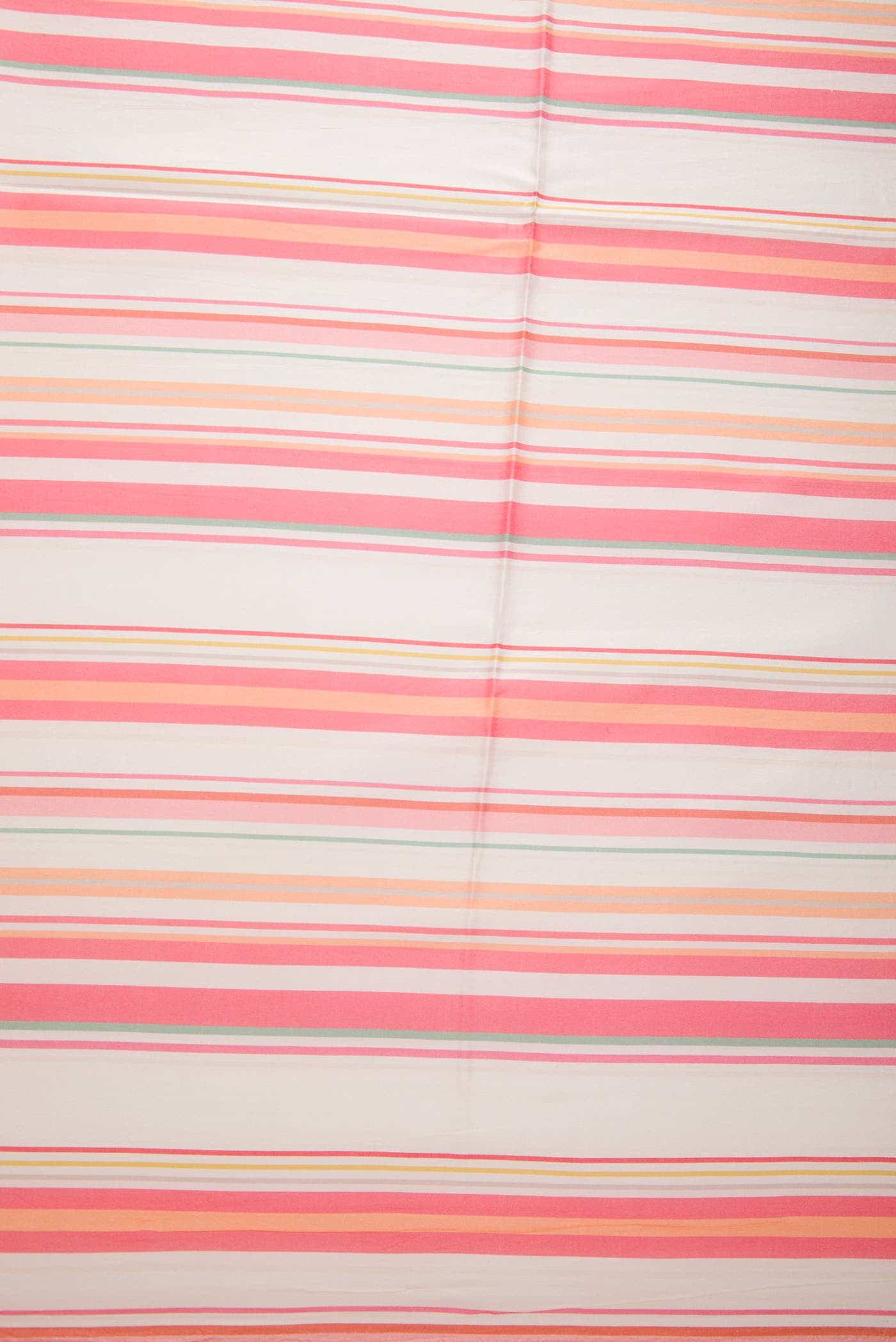 Peach and Off White Printed Silk Dress Material