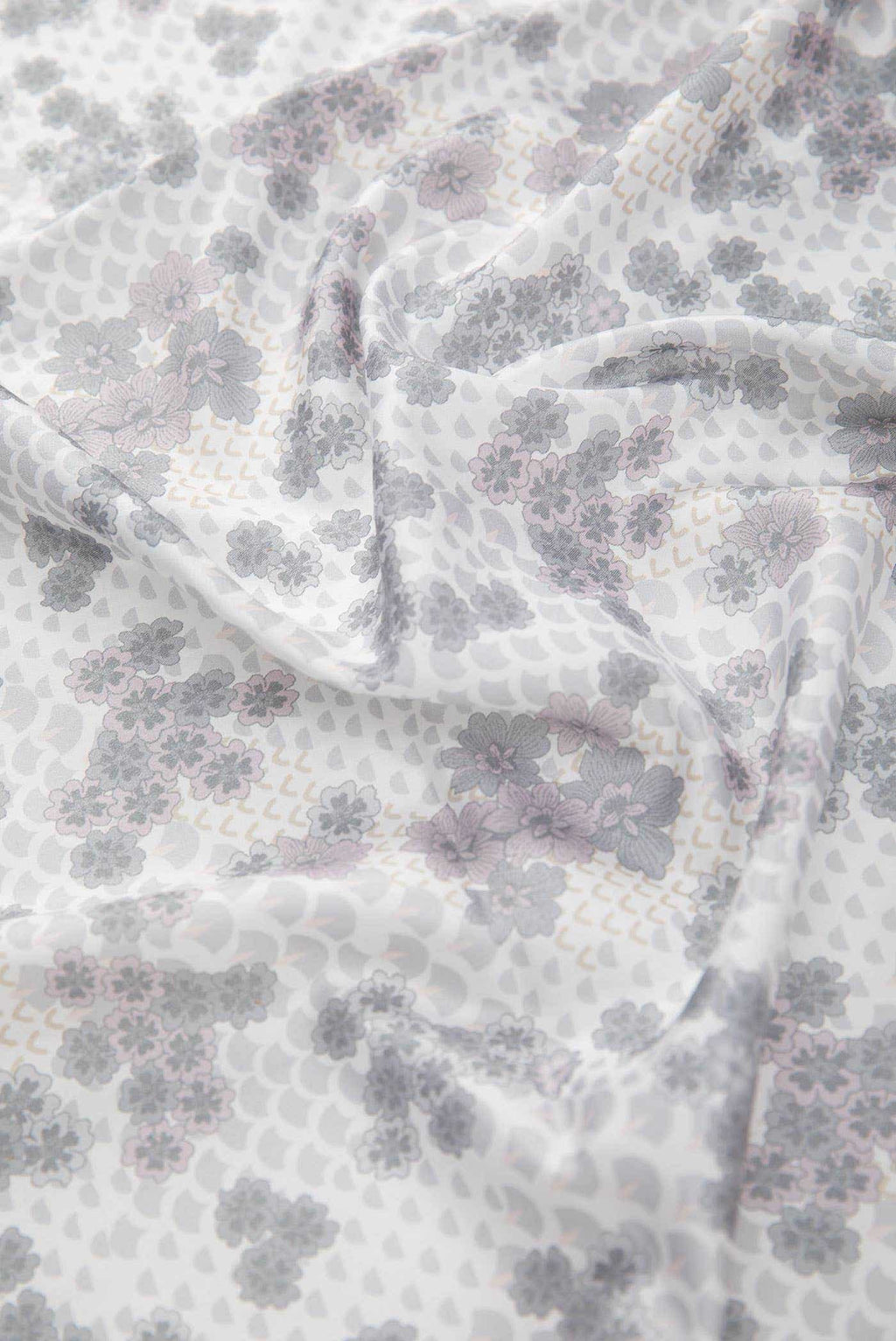 Off White Printed Silk Dress Material