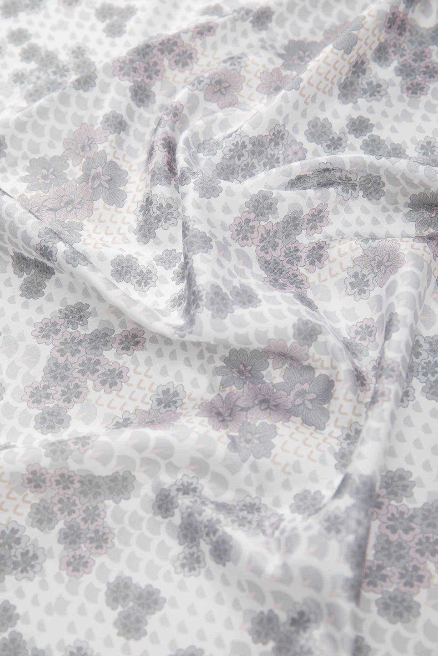 Off White Printed Silk Dress Material