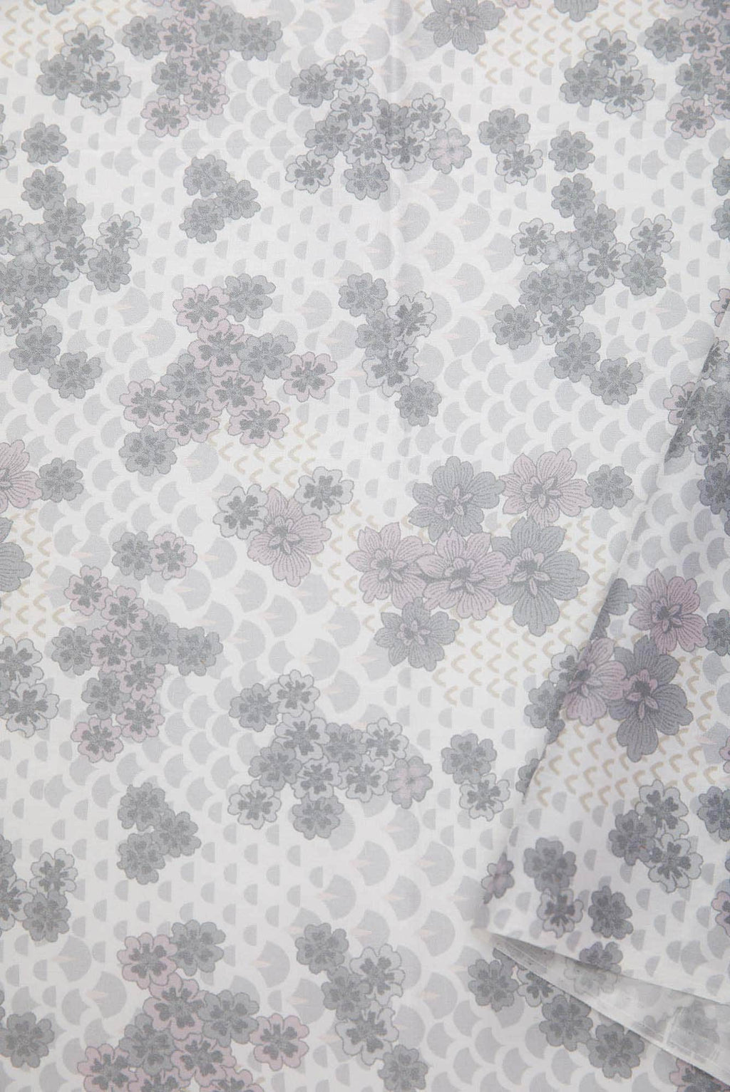 Off White Printed Silk Dress Material