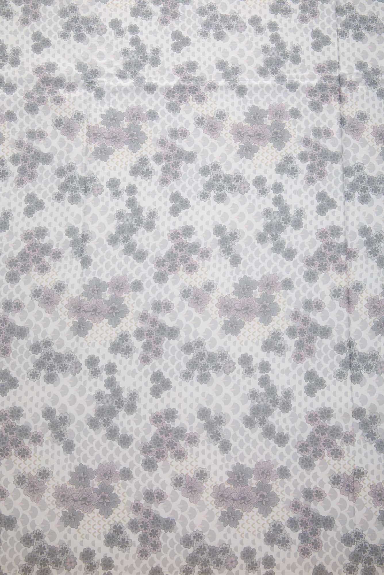 Off White Printed Silk Dress Material