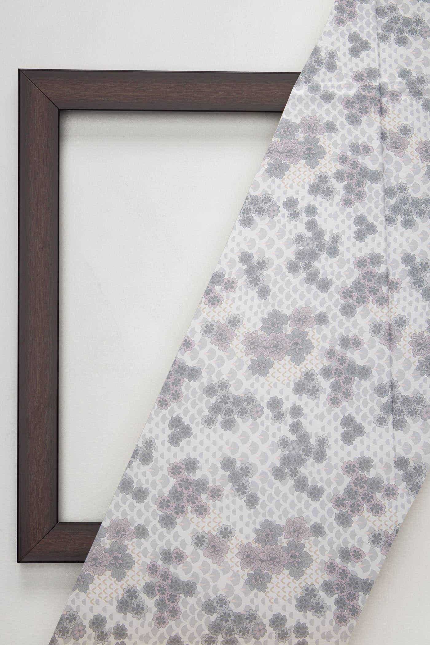 Off White Printed Silk Dress Material