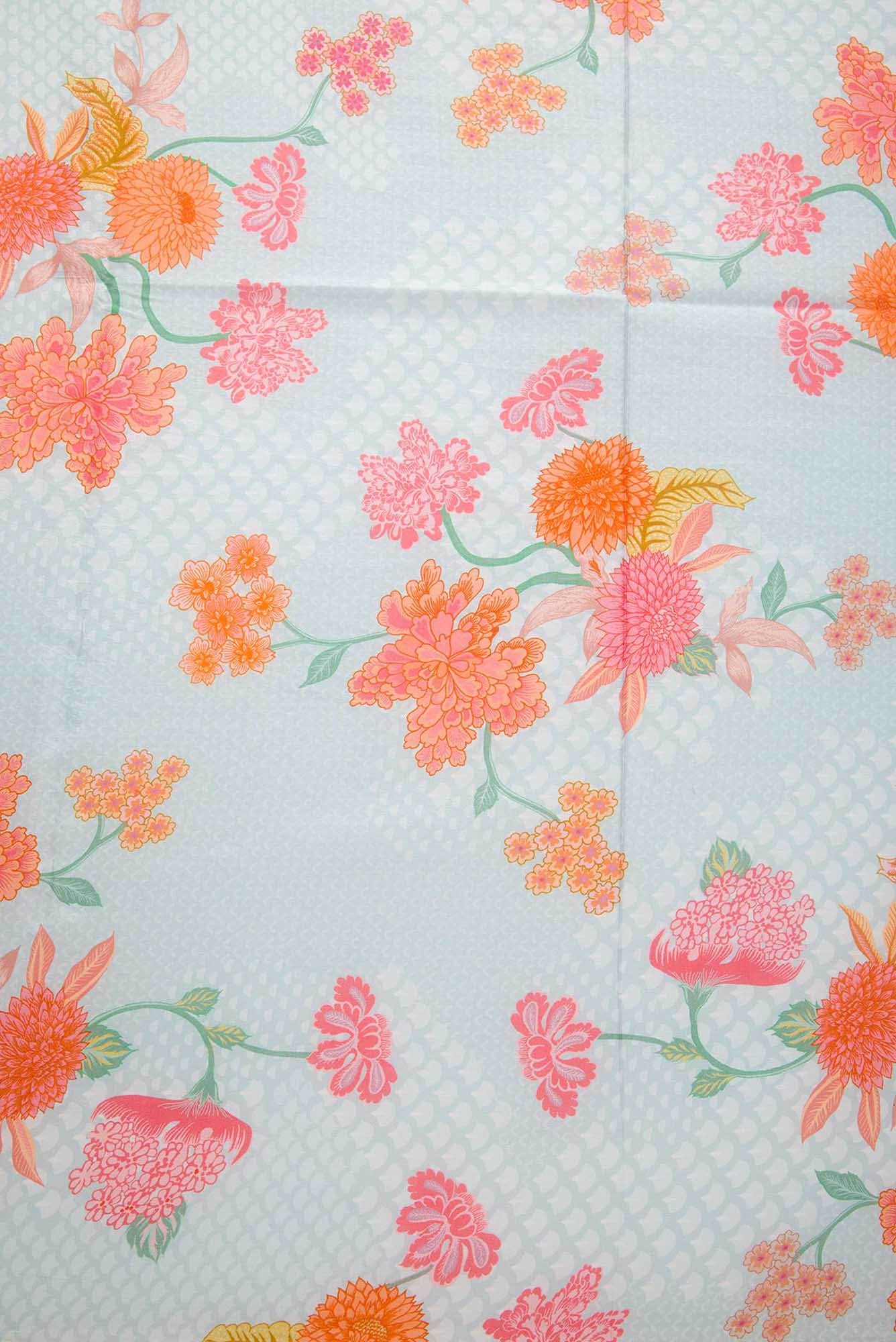 Blue Printed Silk Dress Material
