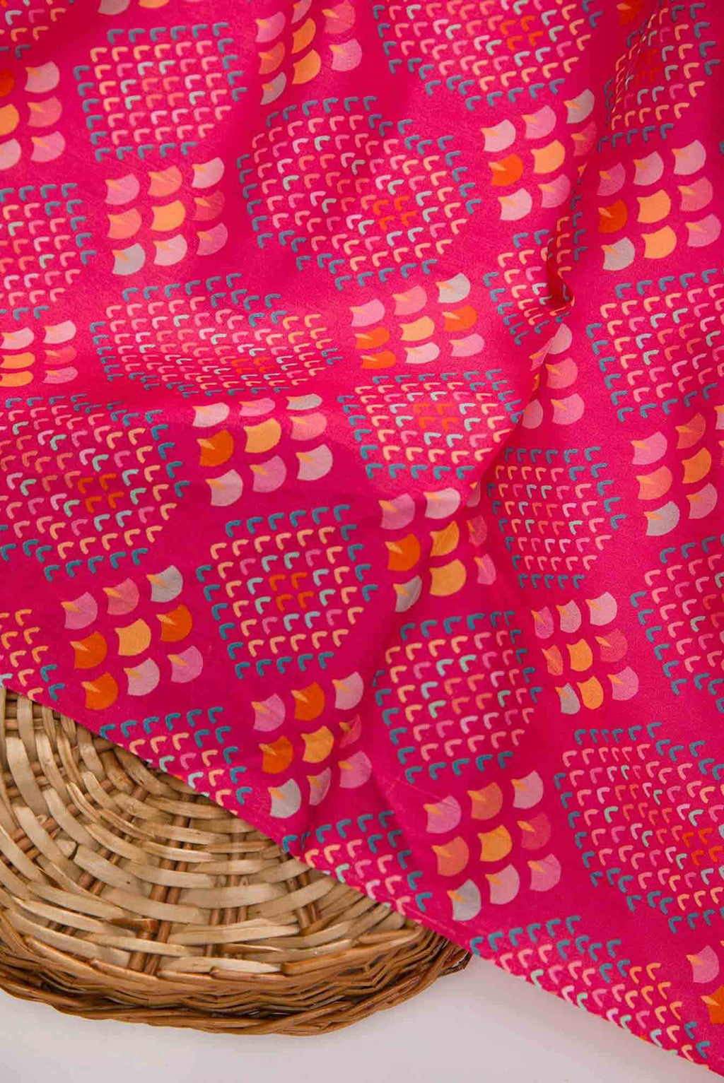 Pink Printed Silk Dress Material
