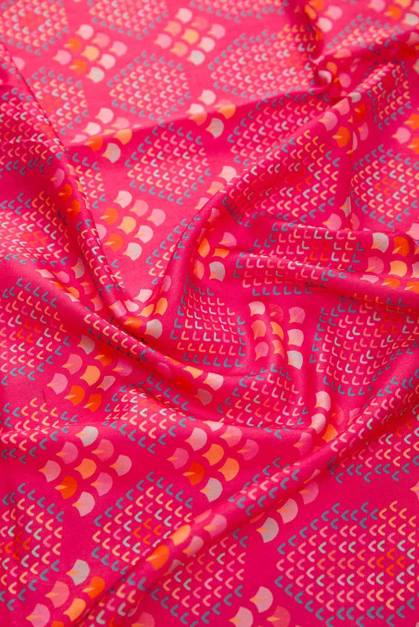 Pink Printed Silk Dress Material