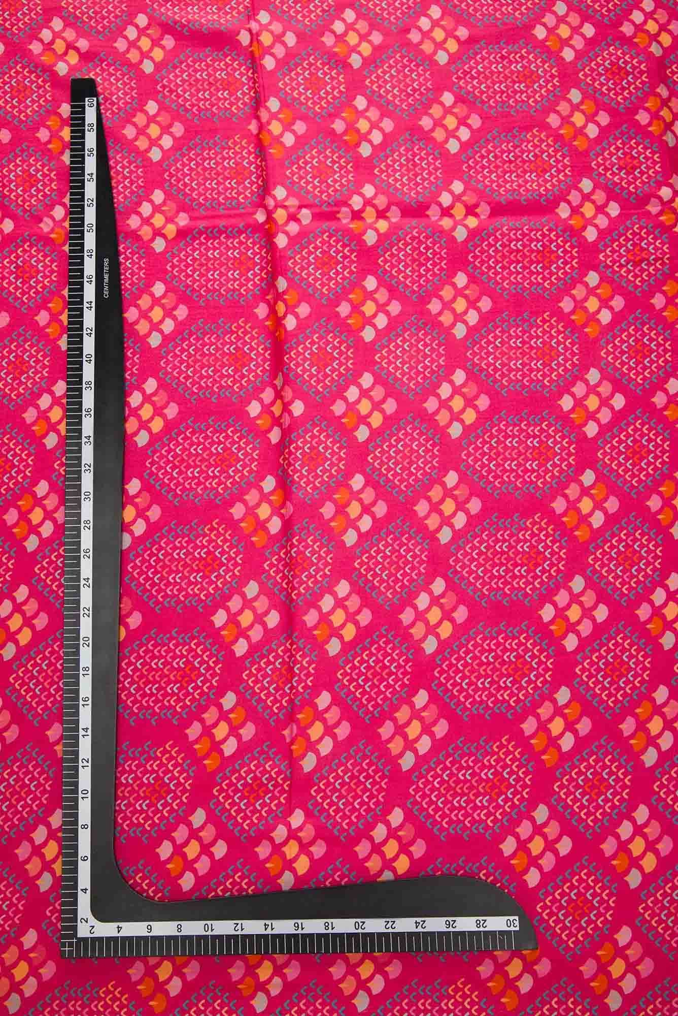 Pink Printed Silk Dress Material
