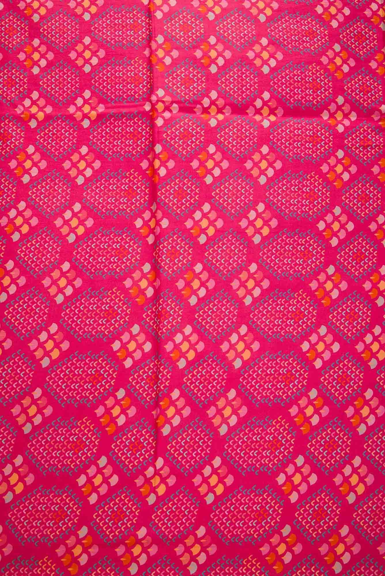 Pink Printed Silk Dress Material