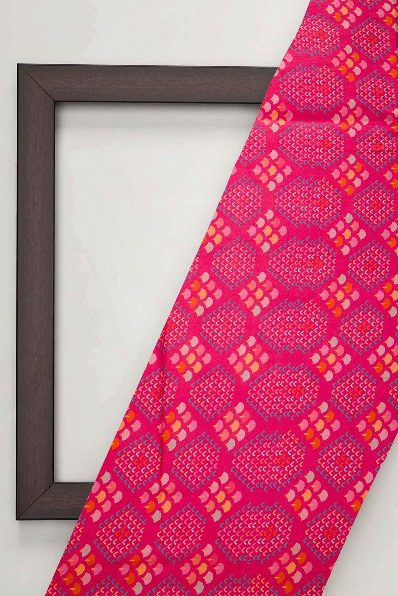 Pink Printed Silk Dress Material