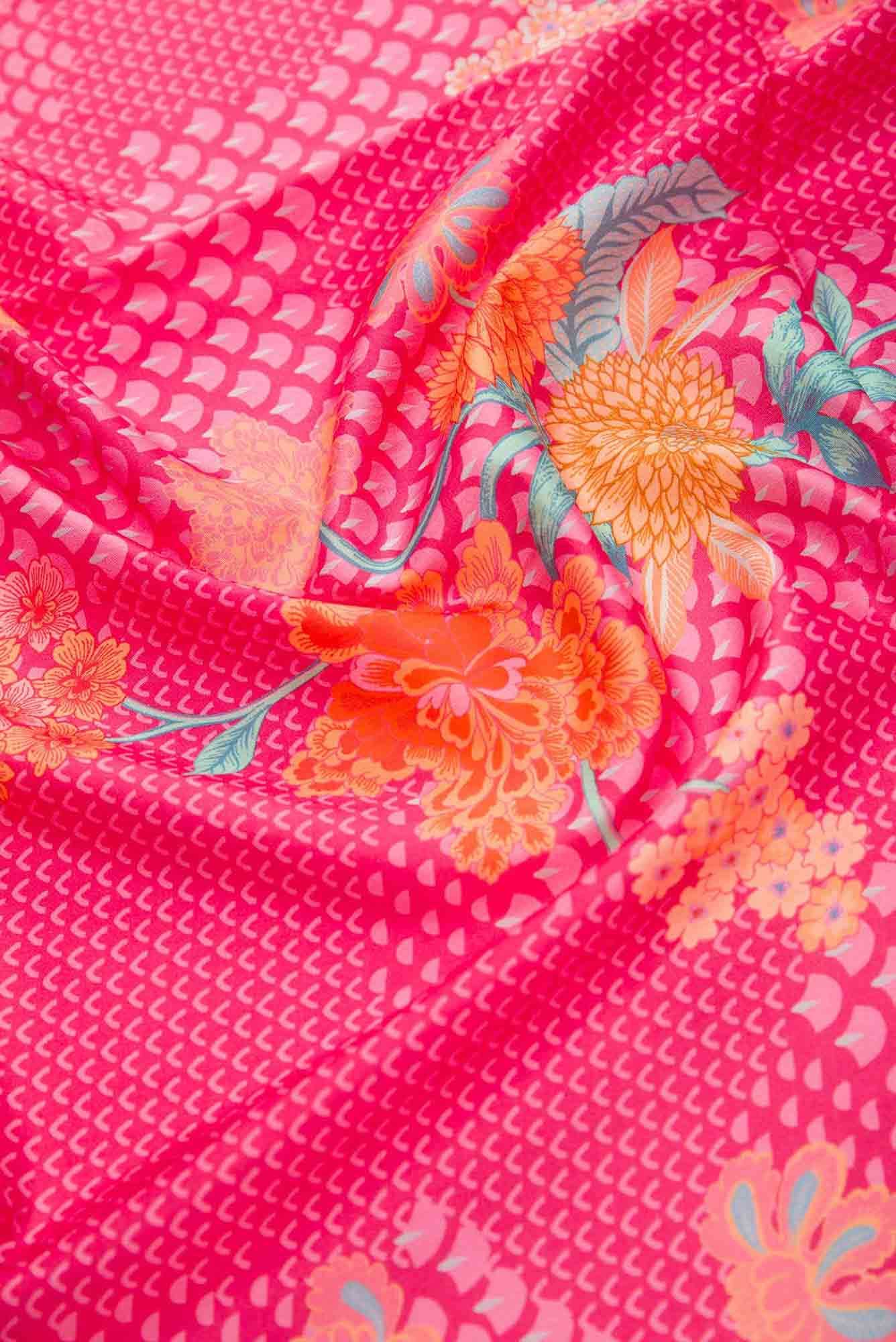 Pink Printed Silk Dress Material