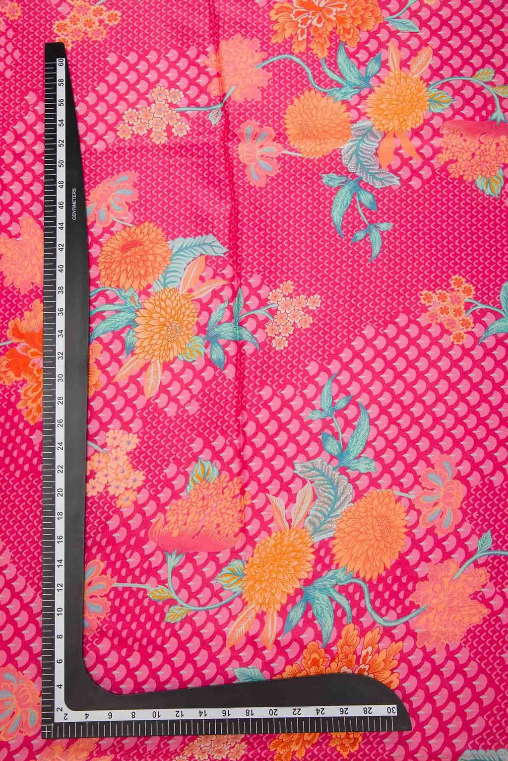 Pink Printed Silk Dress Material