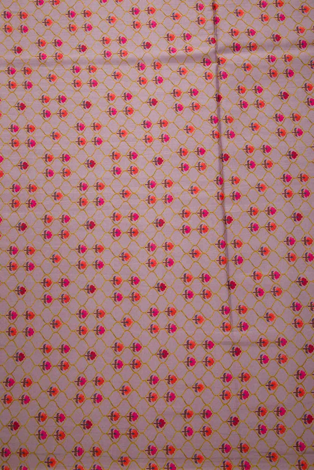 Brown Printed Silk Dress Material