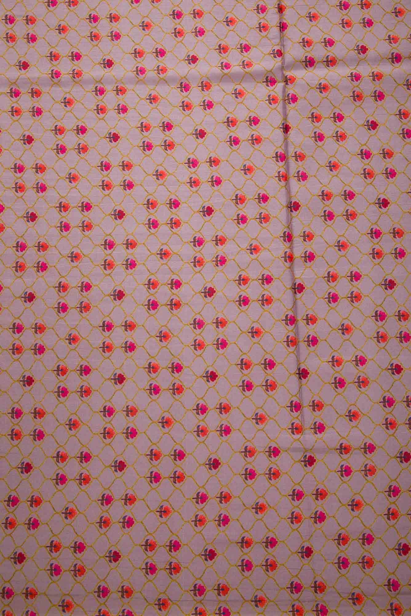 Brown Printed Silk Dress Material