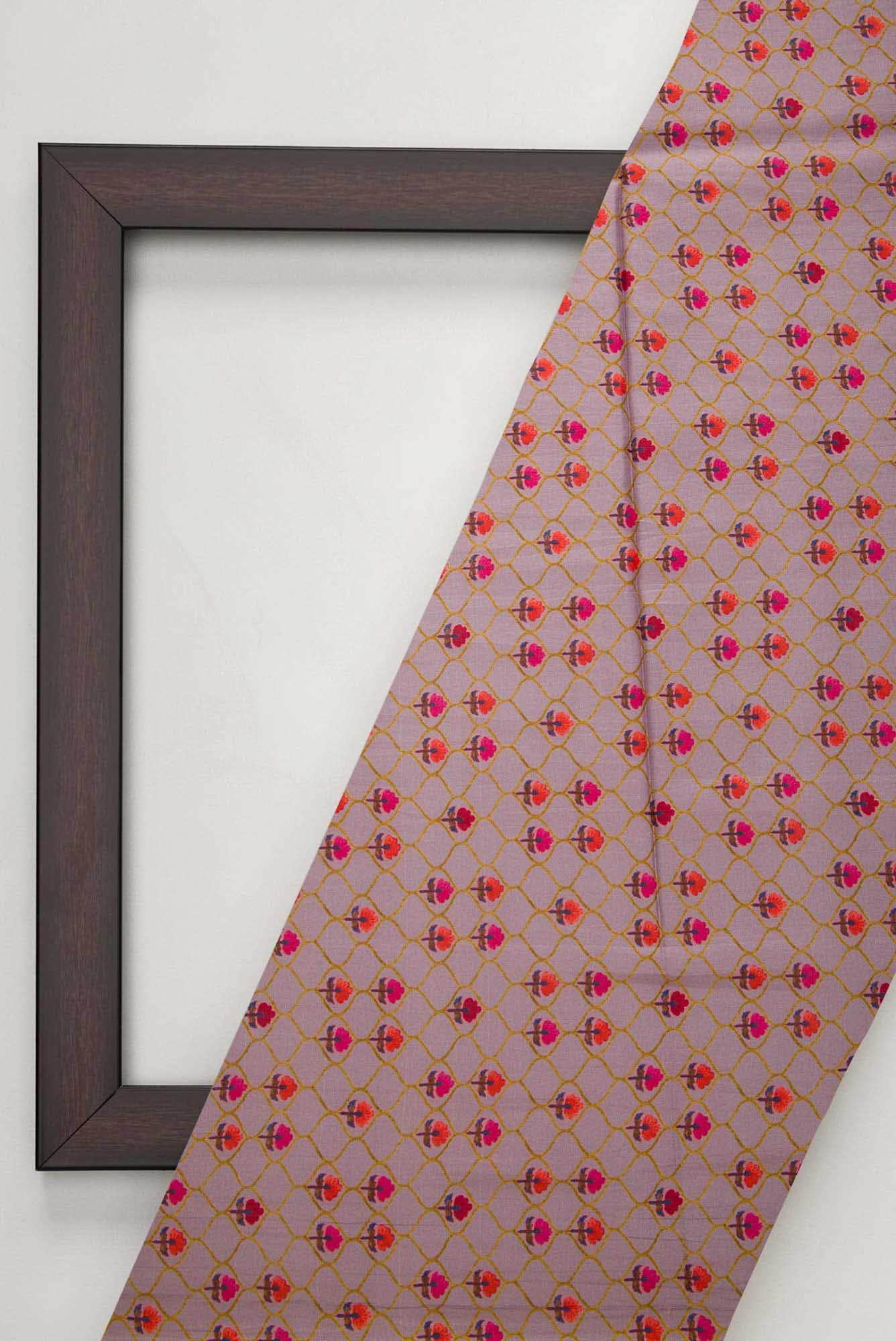 Brown Printed Silk Dress Material