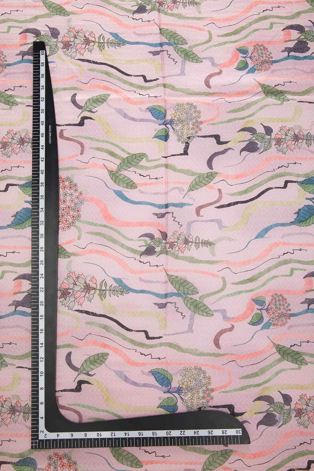 Pink Printed Silk Dress Material