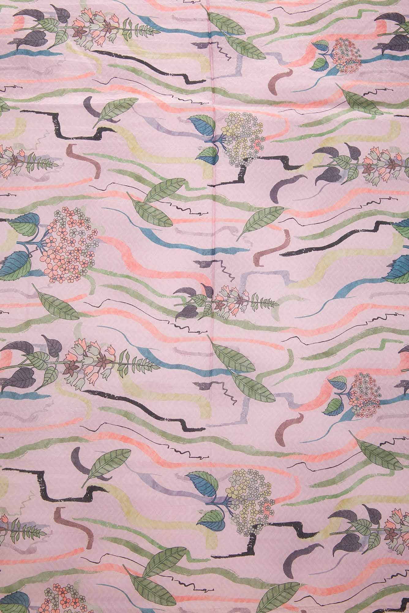 Pink Printed Silk Dress Material