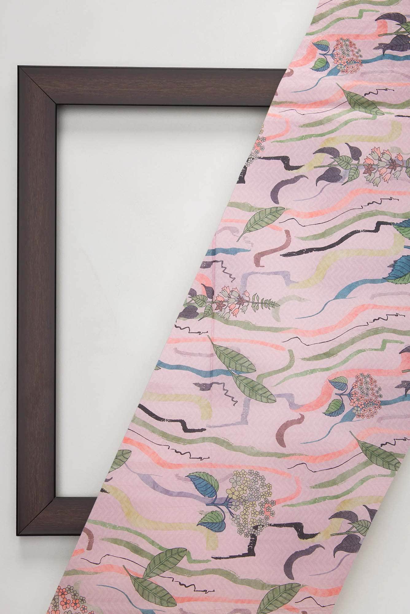 Pink Printed Silk Dress Material
