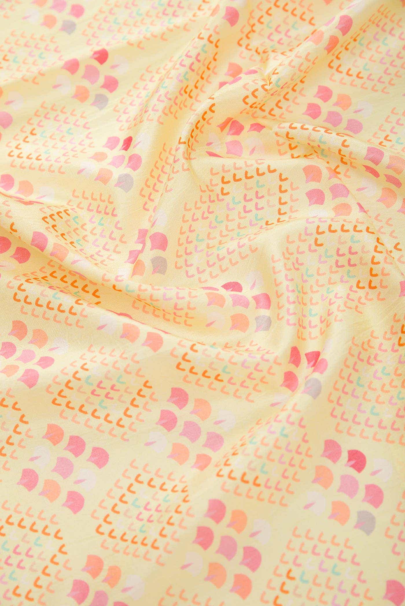 Yellow Printed Silk Dress Material