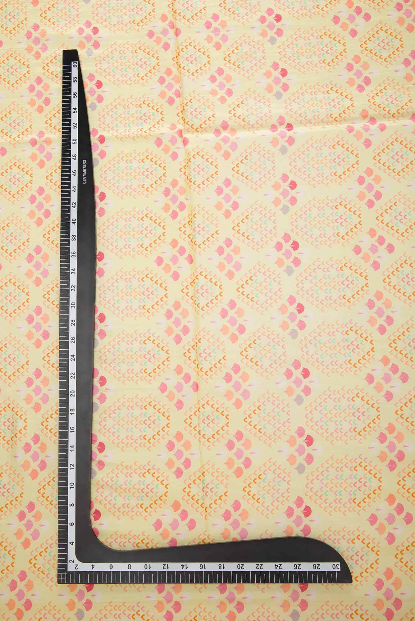 Yellow Printed Silk Dress Material