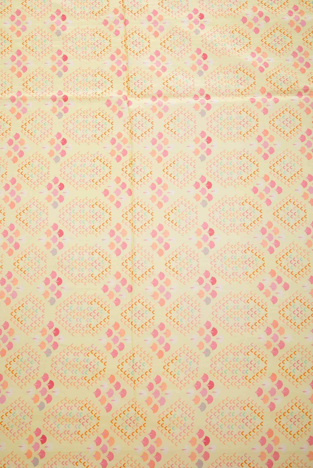 Yellow Printed Silk Dress Material