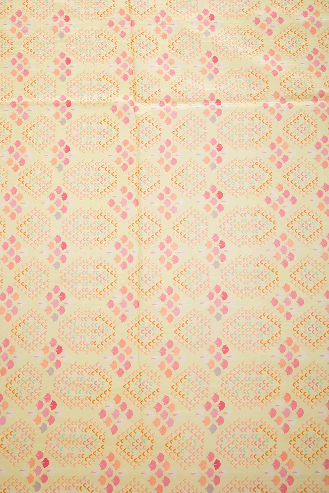 Yellow Printed Silk Dress Material