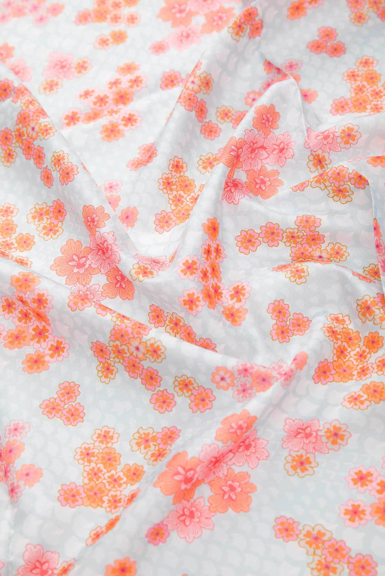 Blue Printed Silk Dress Material
