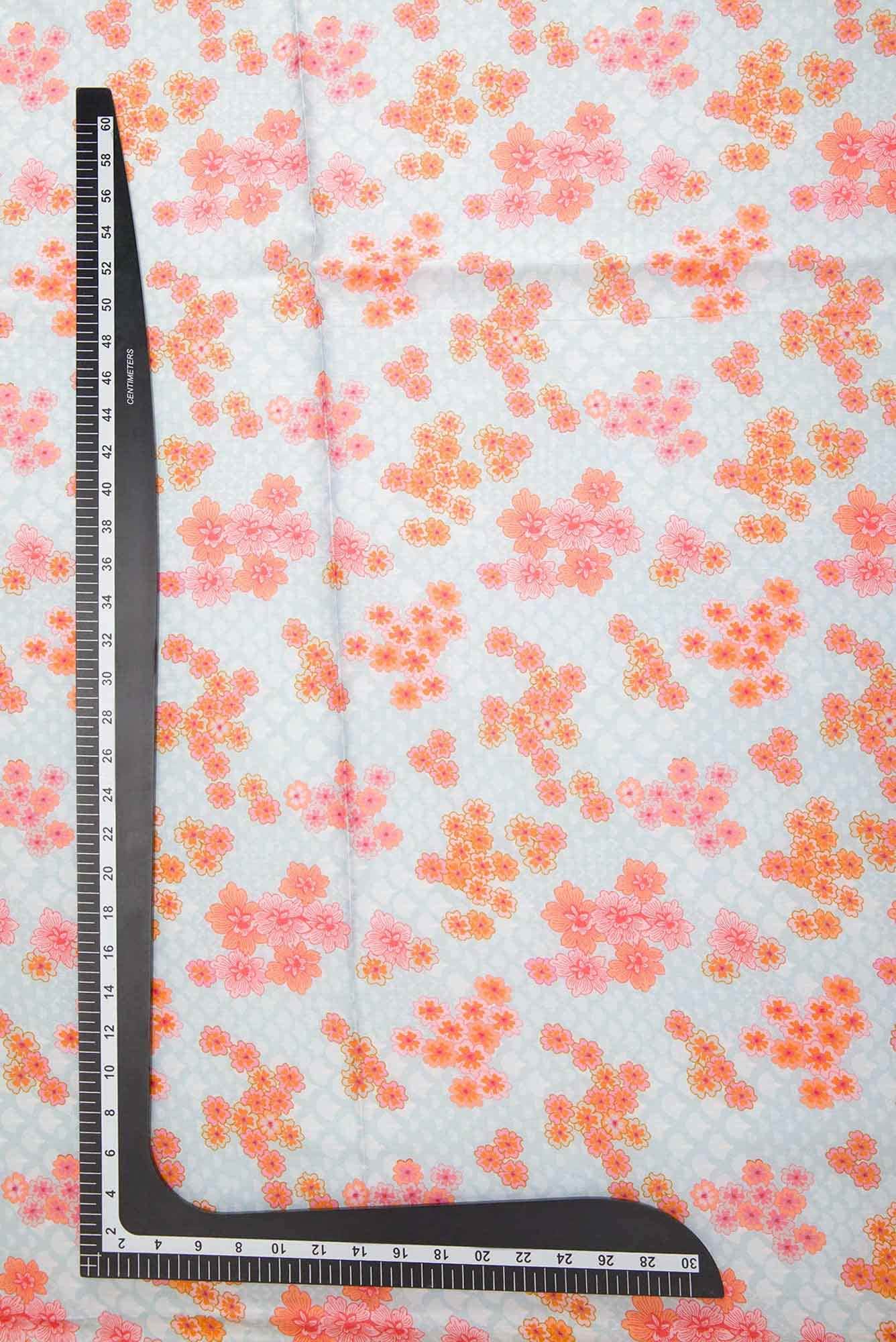 Blue Printed Silk Dress Material