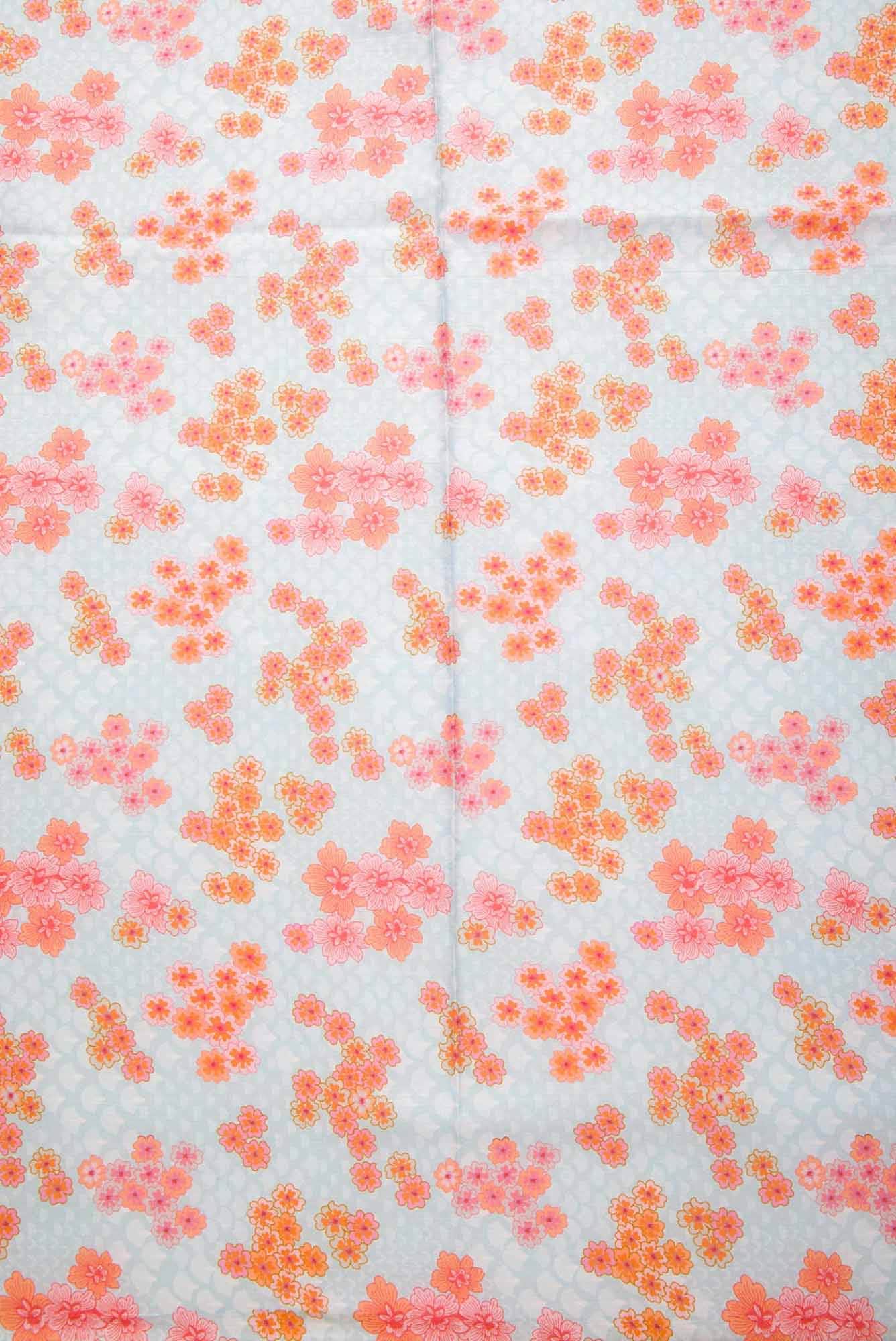 Blue Printed Silk Dress Material