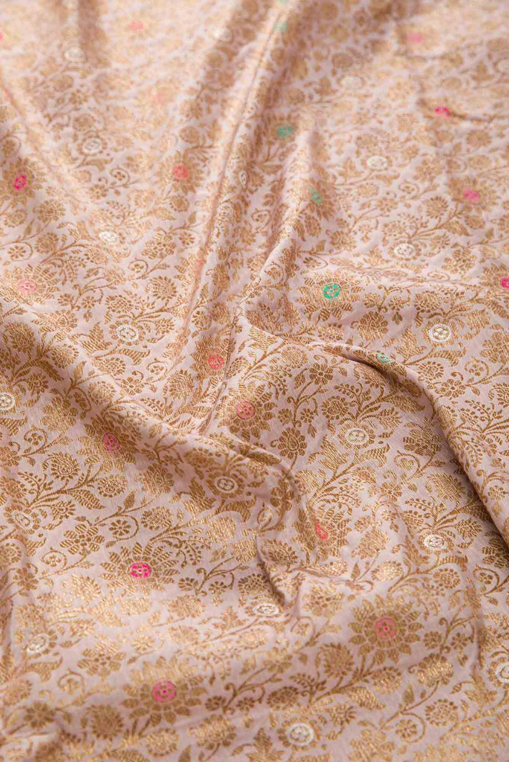 Rose Gold Banarasi Silk Dress Material