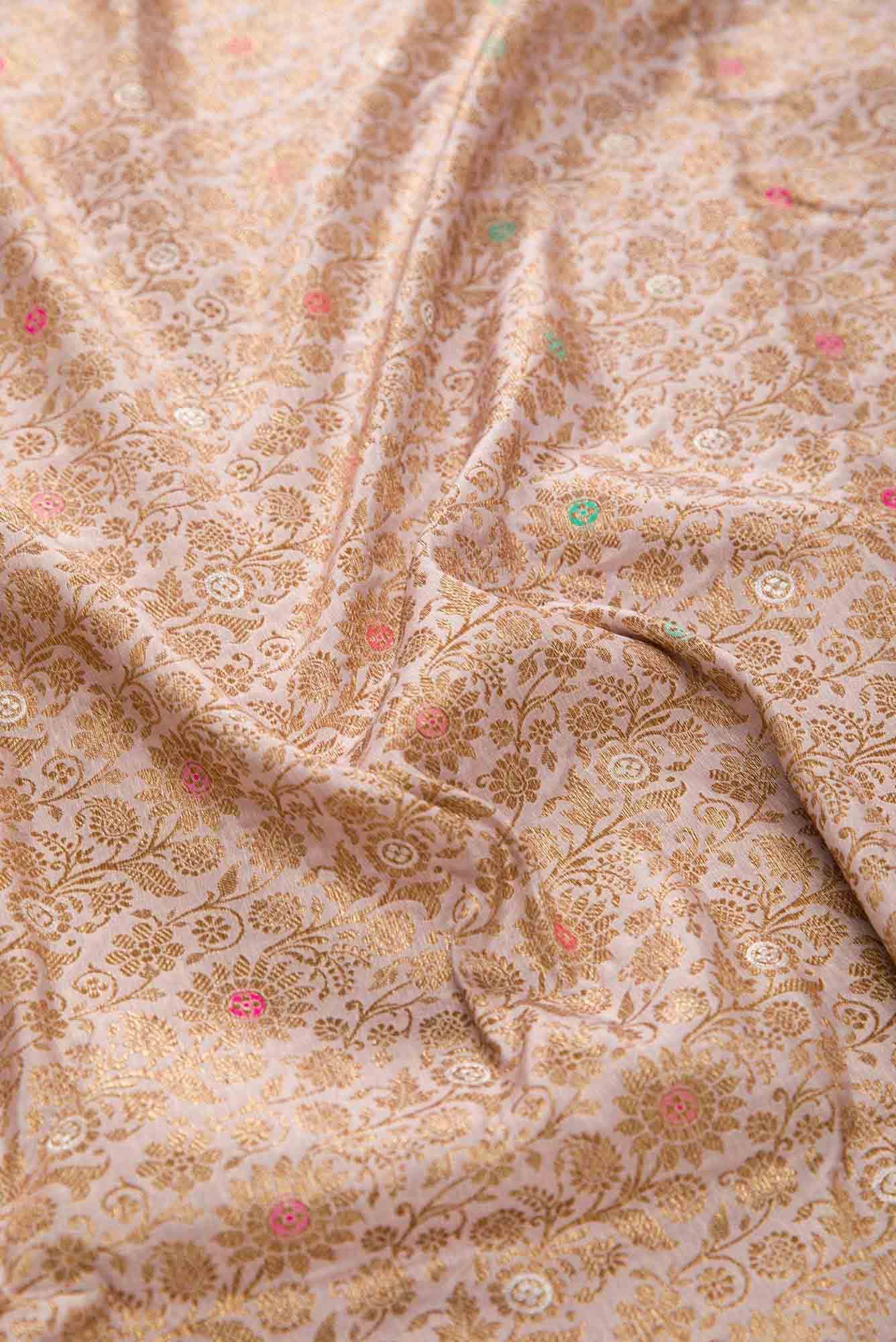 Rose Gold Banarasi Silk Dress Material