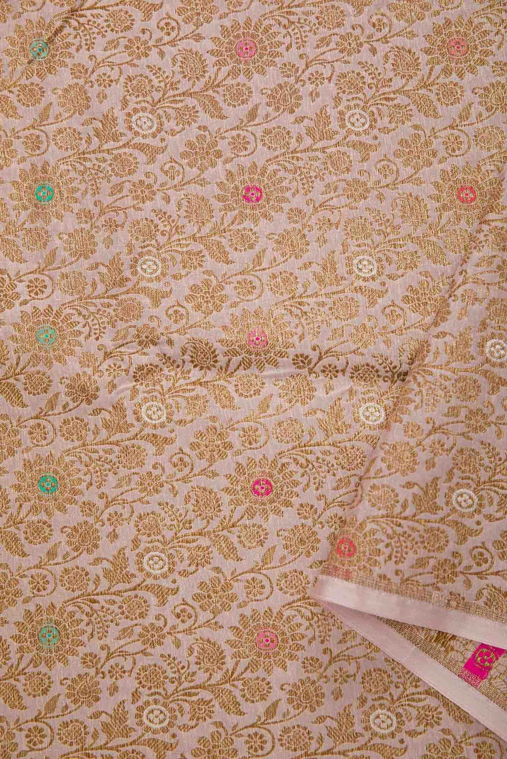 Rose Gold Banarasi Silk Dress Material