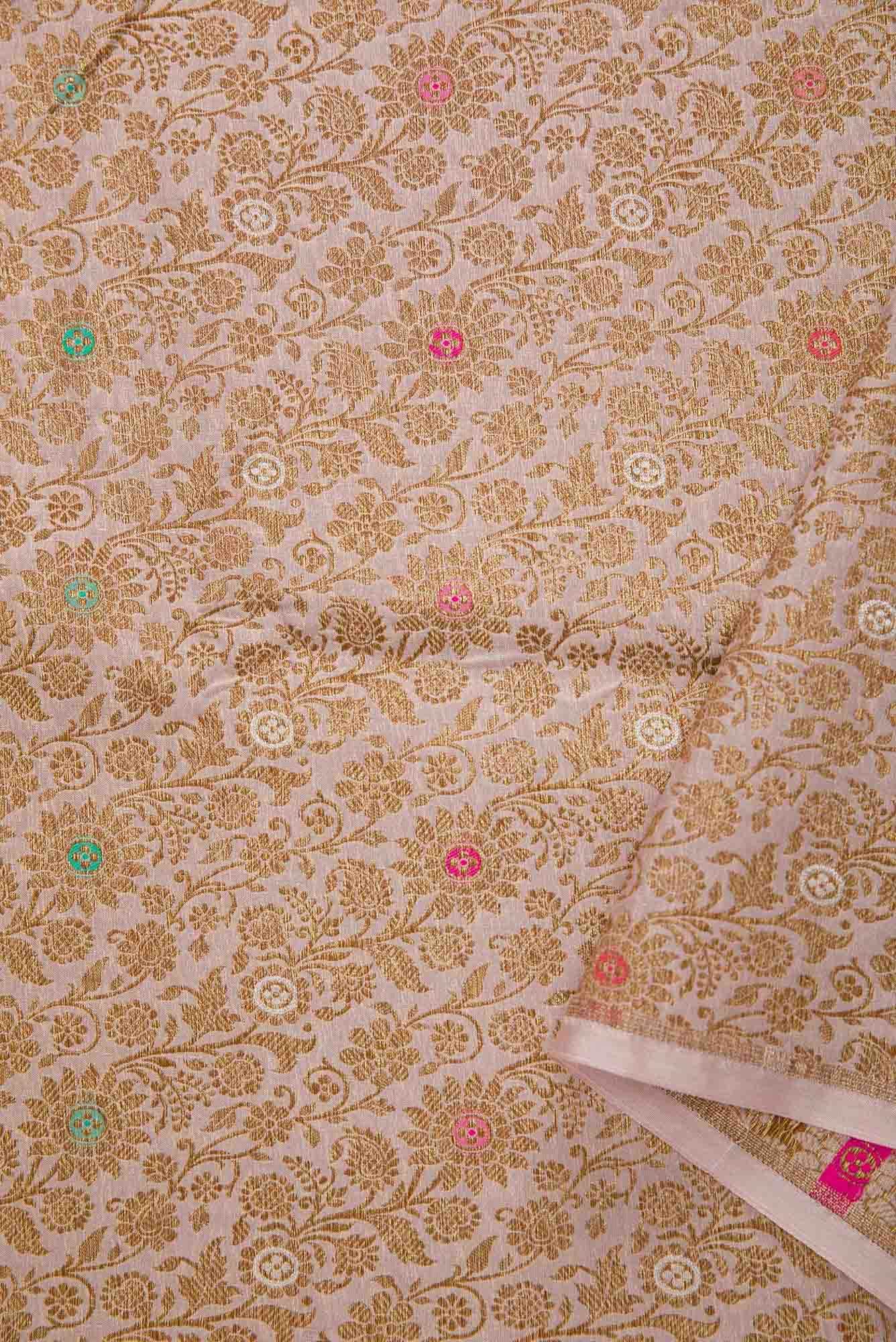 Rose Gold Banarasi Silk Dress Material