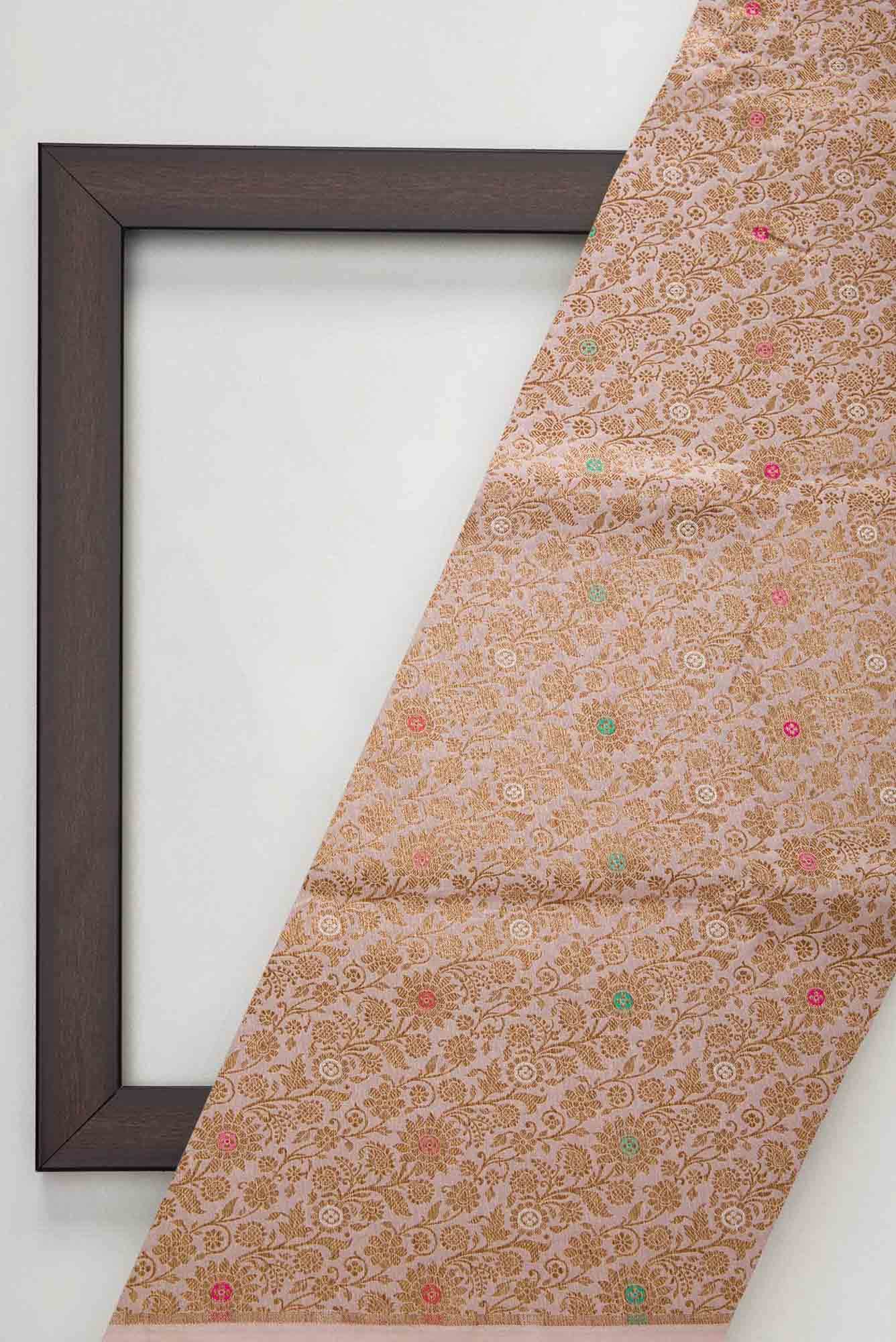 Rose Gold Banarasi Silk Dress Material
