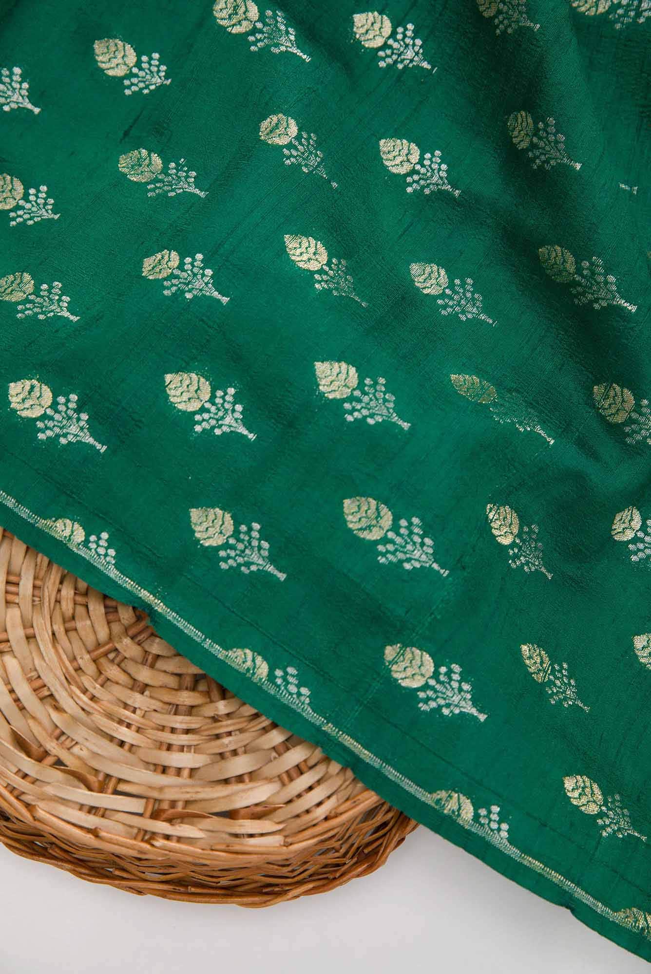 Green Raw Silk Dress Material