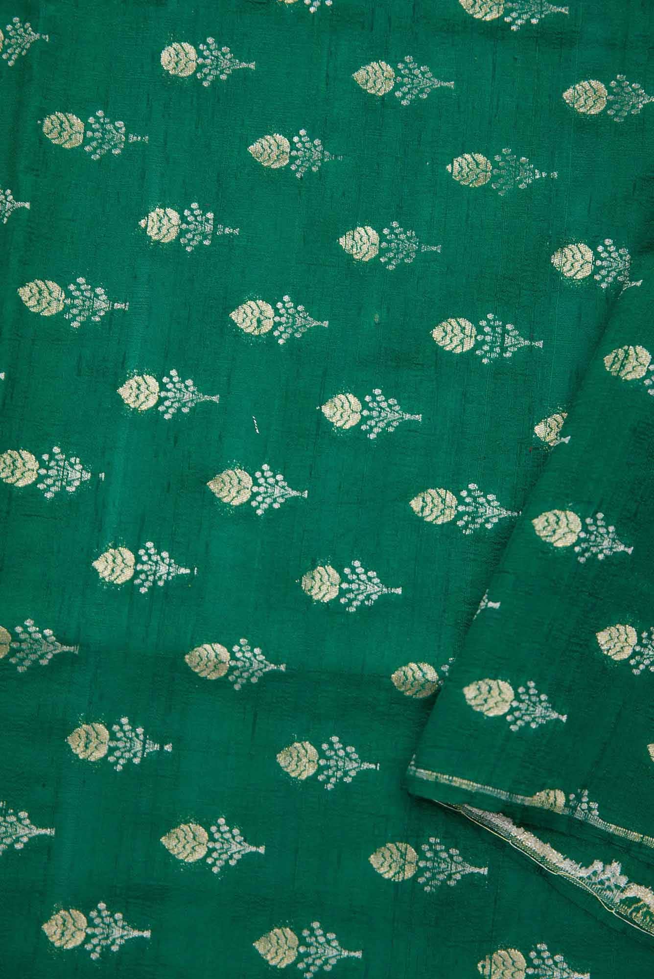 Green Raw Silk Dress Material