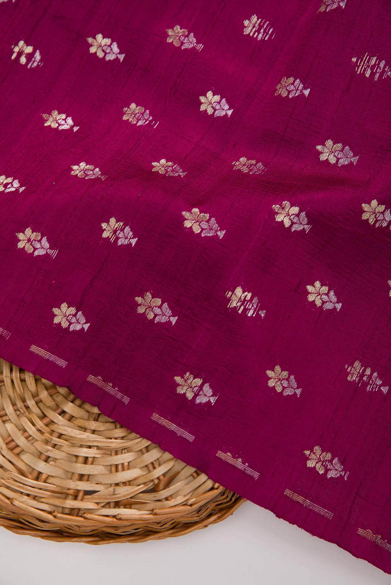 Magenta Raw Silk Dress Material