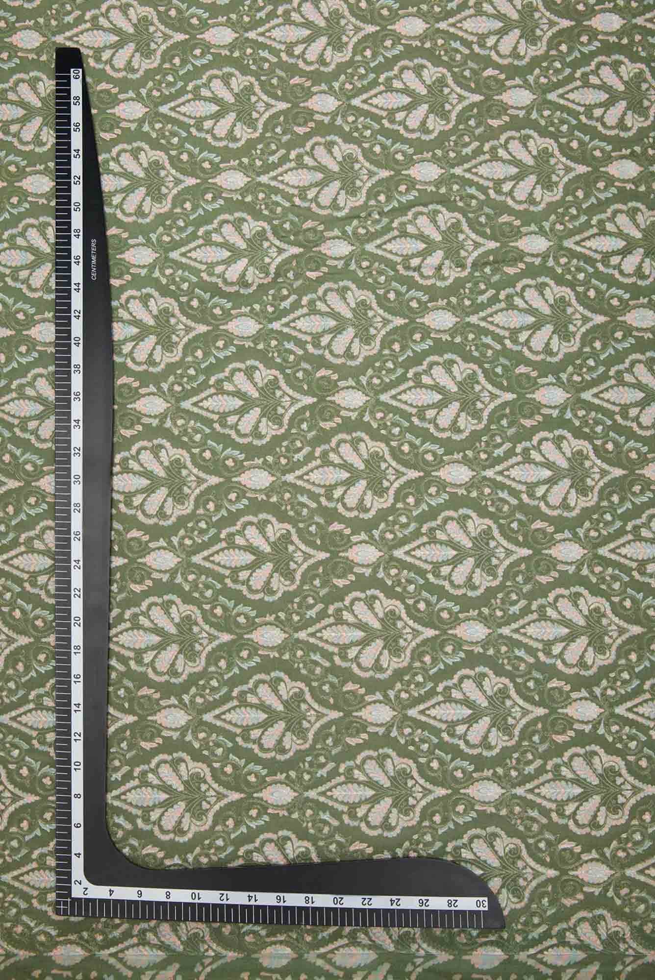 Mehandi Green Chanderi Silk Dress Material