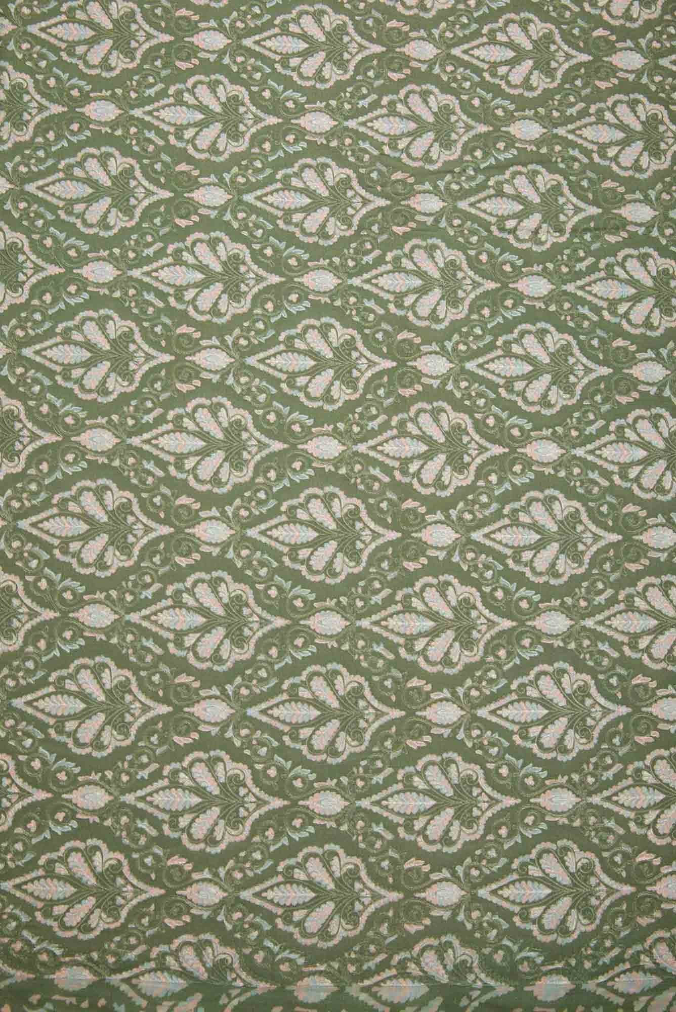 Mehandi Green Chanderi Silk Dress Material