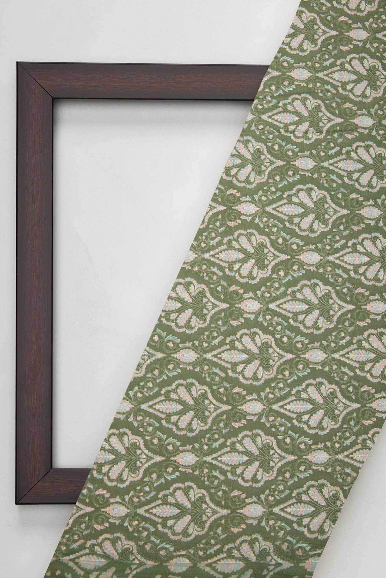 Mehandi Green Chanderi Silk Dress Material
