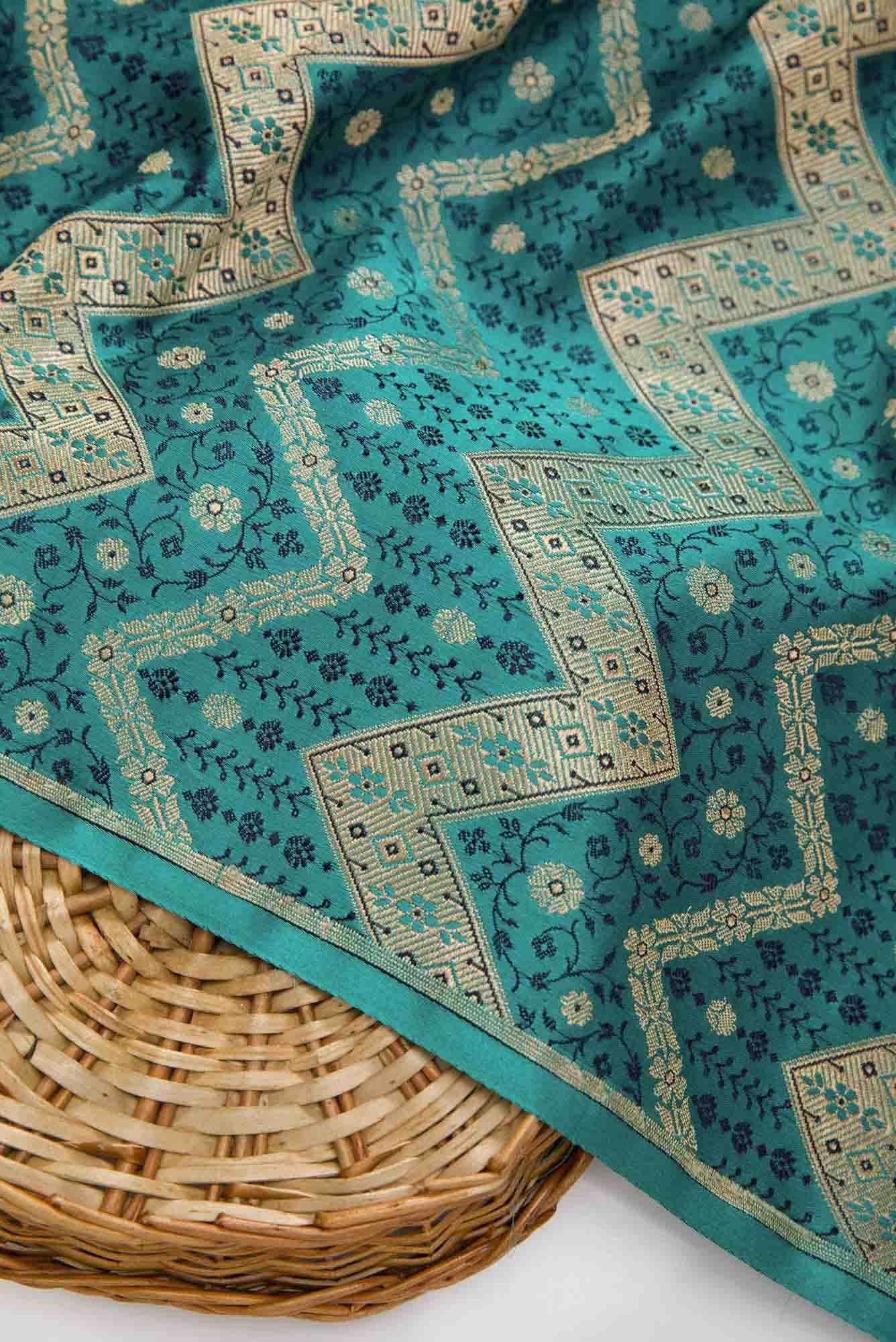 Maya Blue Banarasi Silk Dress Material