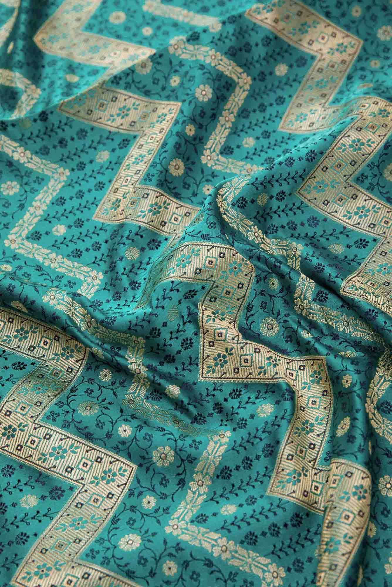 Maya Blue Banarasi Silk Dress Material
