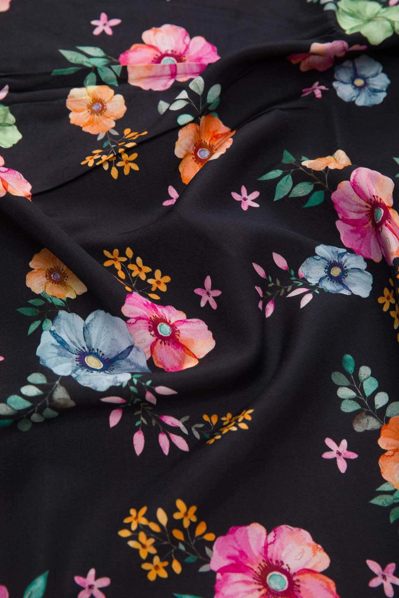 Black Chanderi Silk Dress Material