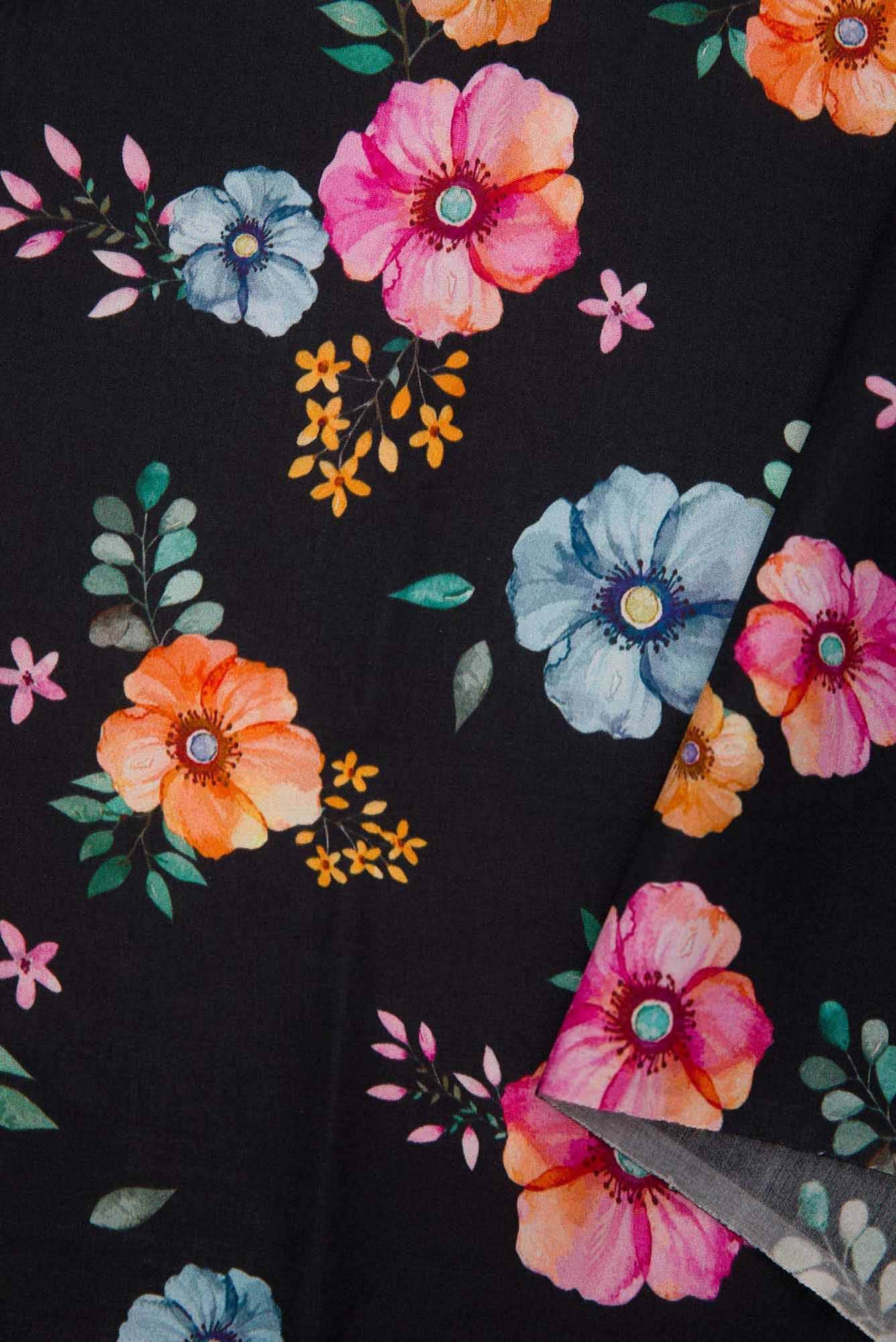 Black Chanderi Silk Dress Material