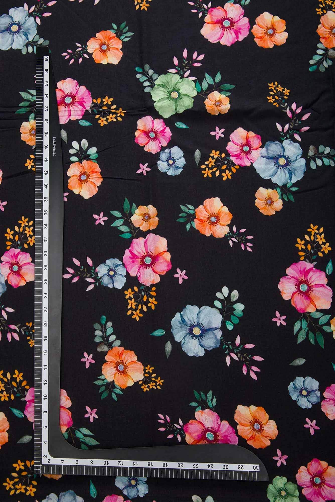 Black Chanderi Silk Dress Material