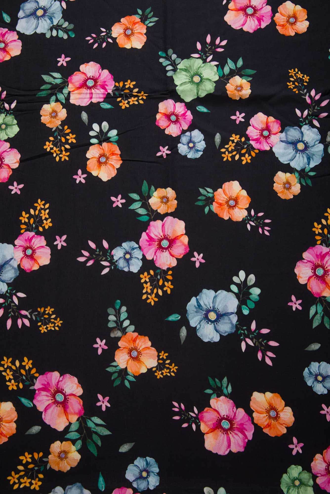 Black Chanderi Silk Dress Material