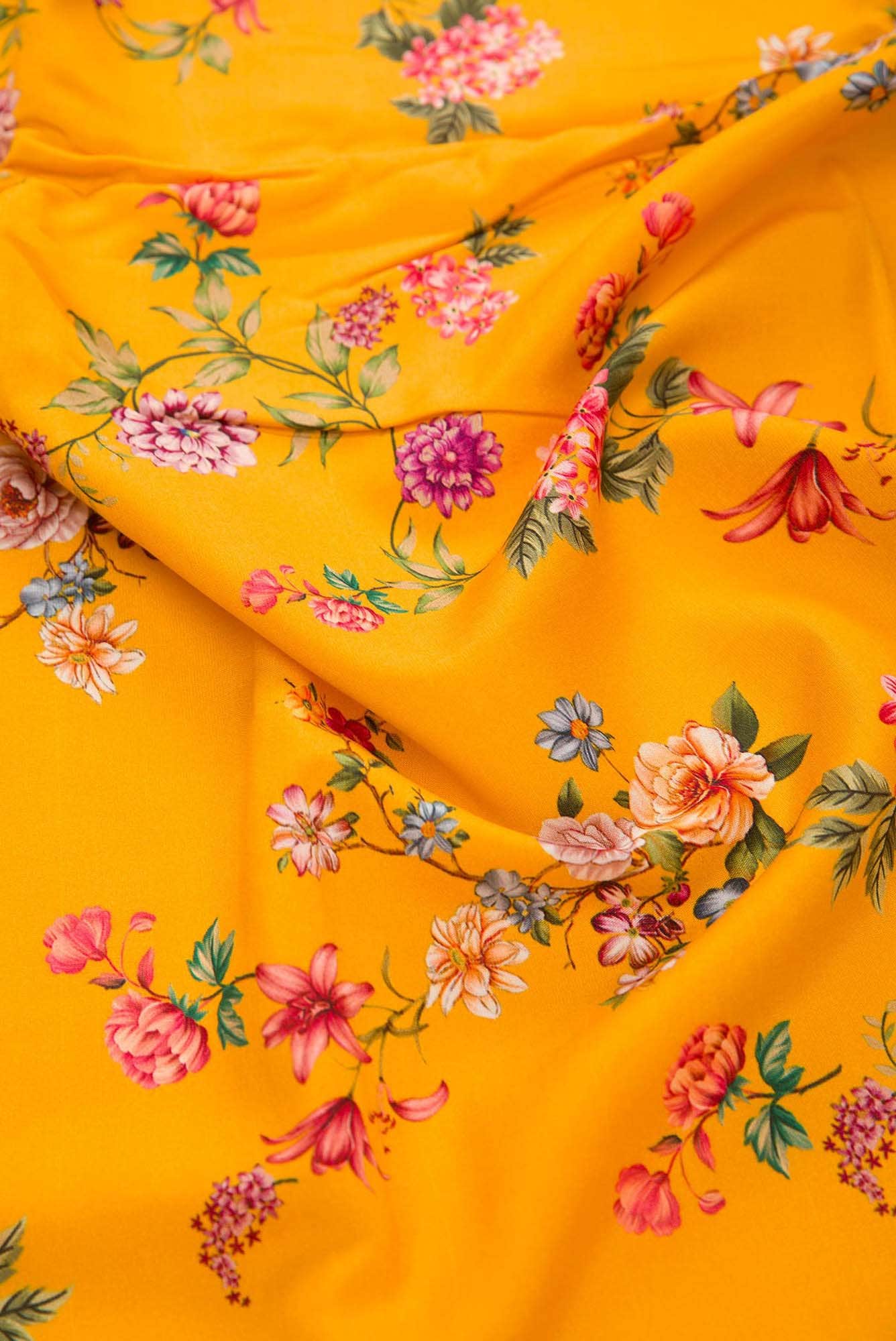Yellow Chanderi Silk Dress Material