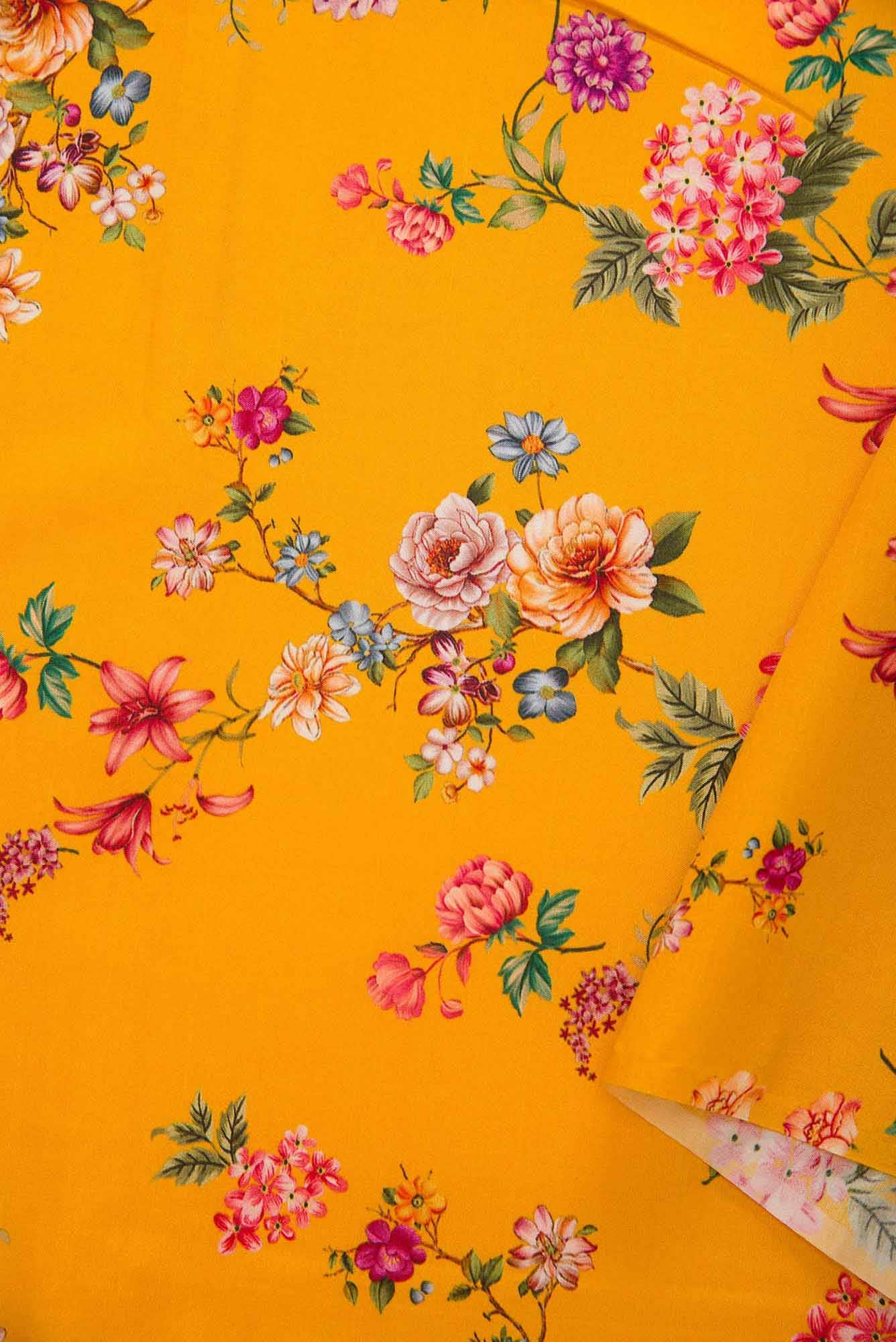 Yellow Chanderi Silk Dress Material