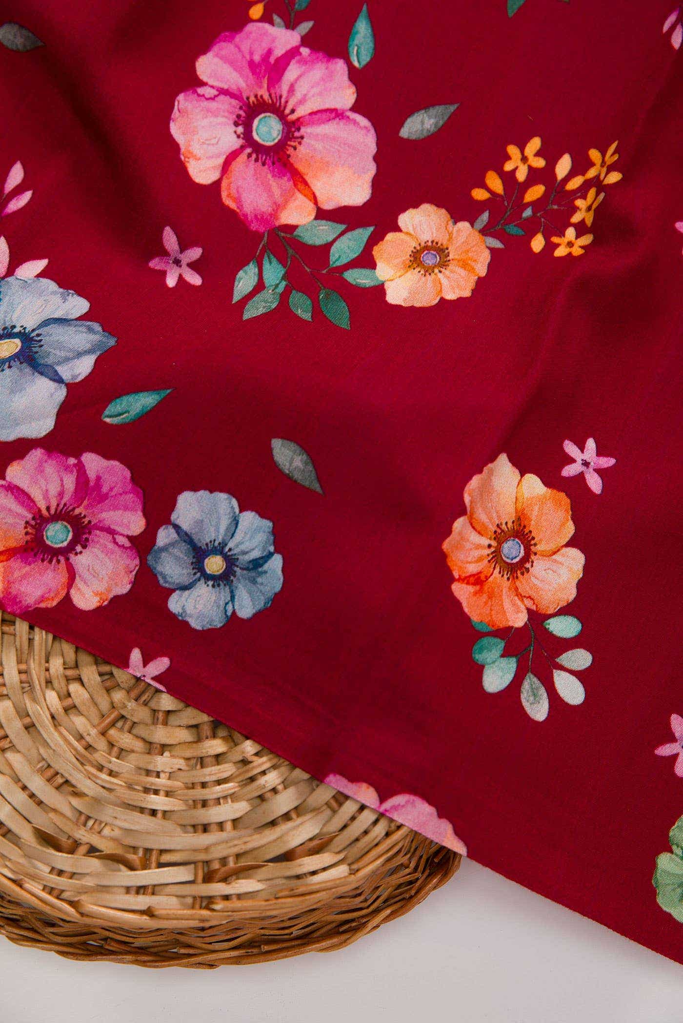 Maroon Chanderi Silk Dress Material