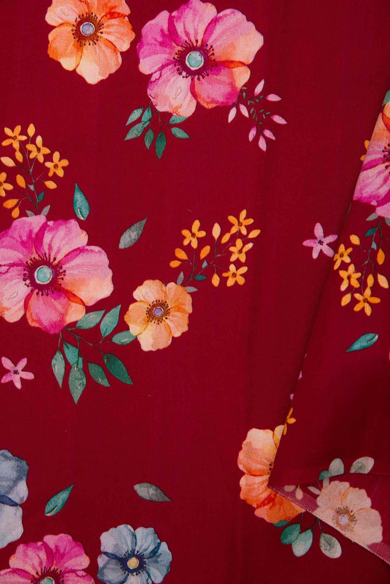 Maroon Chanderi Silk Dress Material