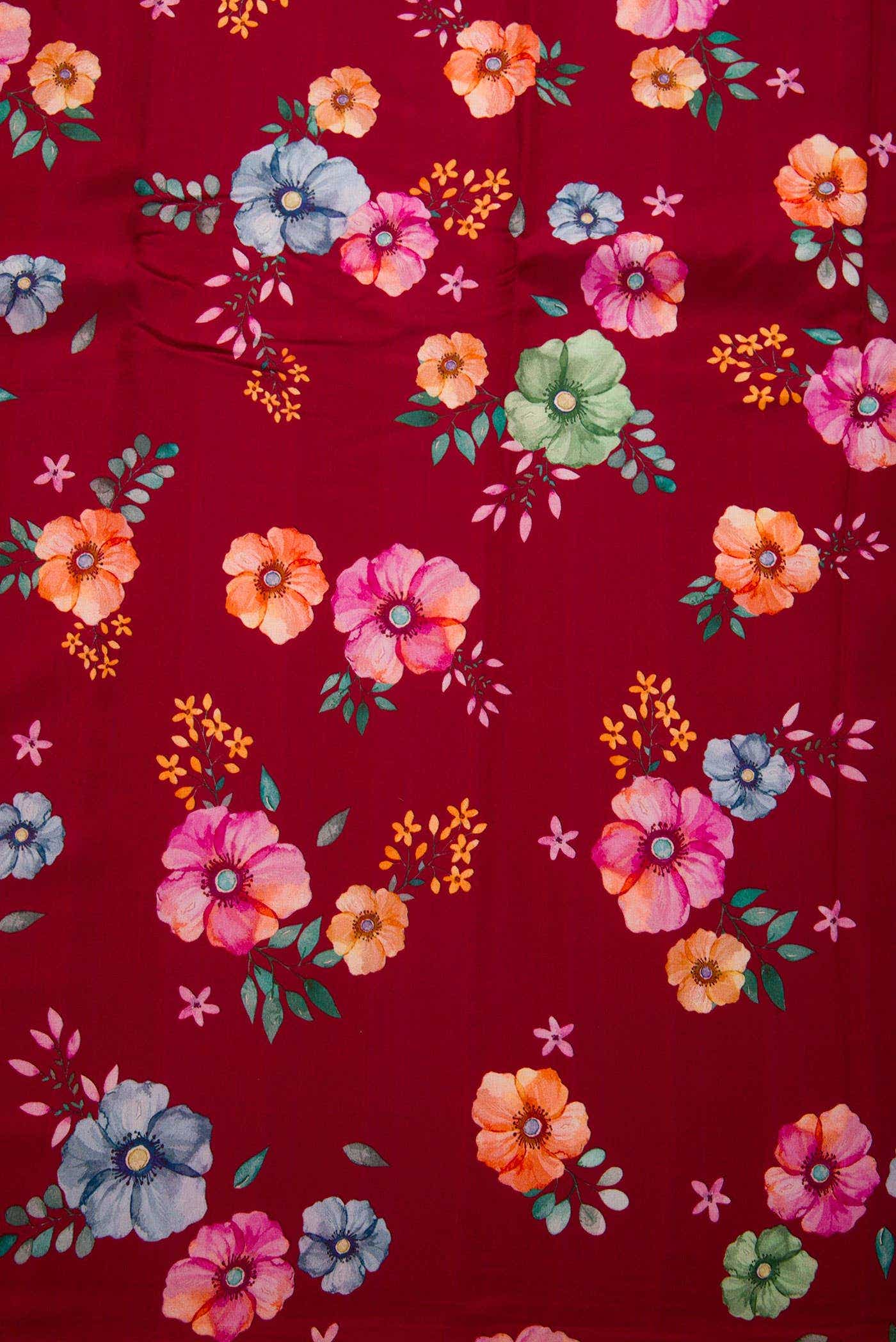Maroon Chanderi Silk Dress Material