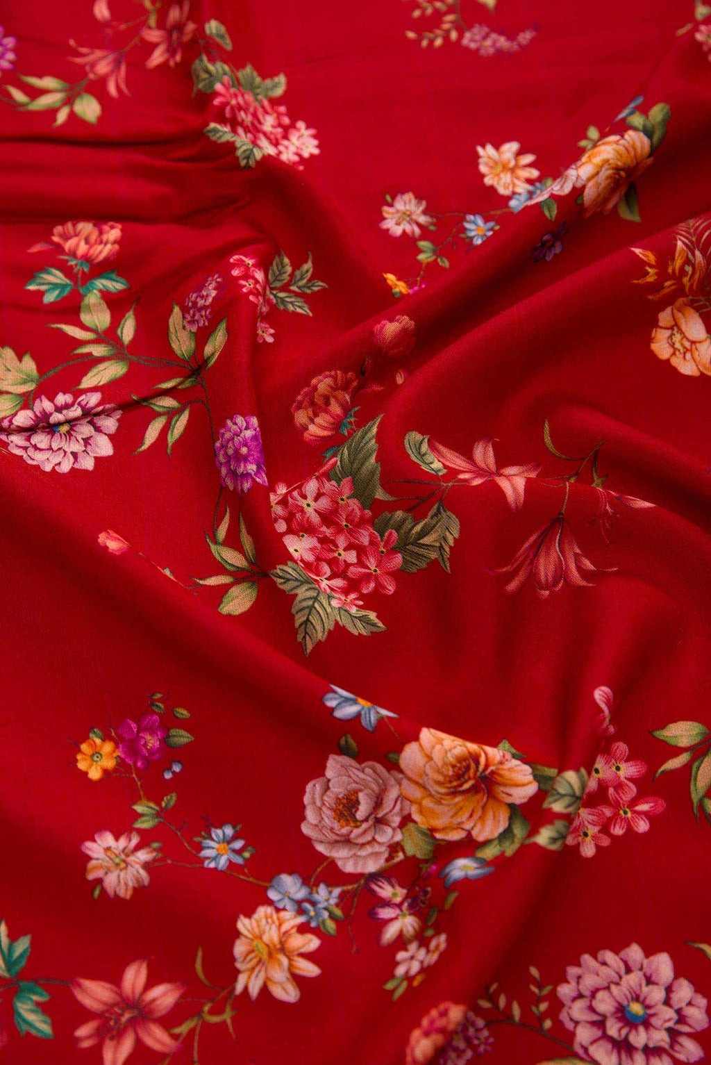 Red Chanderi Silk Dress Material